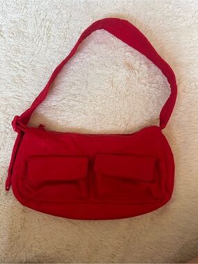 Red Nylon Shoulder Bag